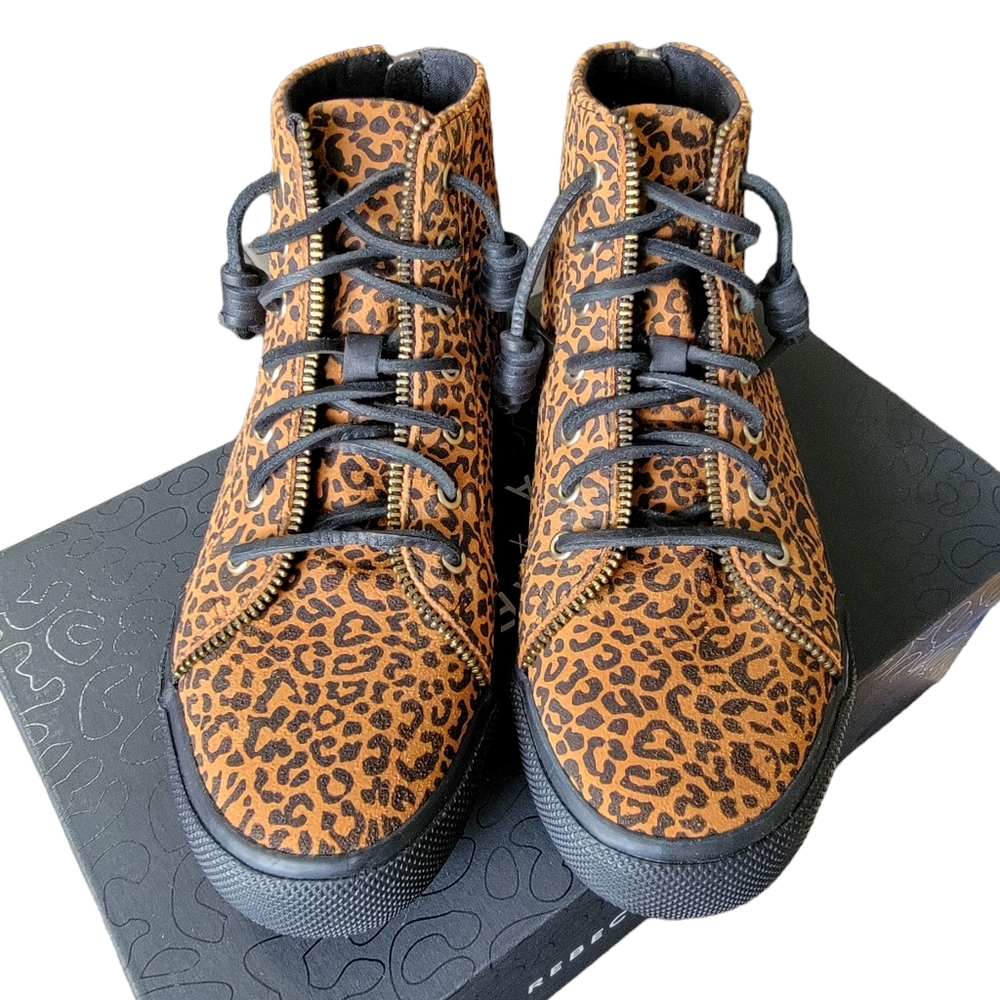 REBECCA MINKOFF x SPERRY Woman's High Top Pony Hair Animal Print Shoes Size 8